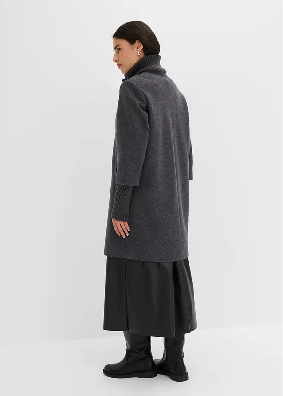Kurzmantel in Wolloptik in grau von hinten (Totalaufnahme) - bonprix