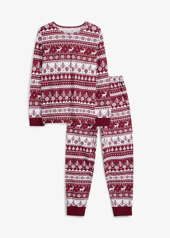 Kinder Pyjama aus reiner Bio-Baumwolle (2-tlg. Set) in rot von vorne - bonprix