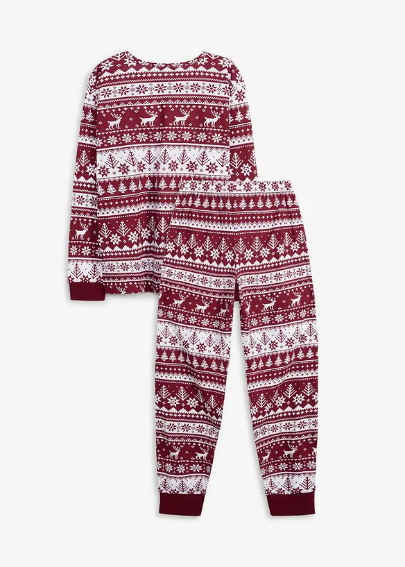 Kinder Pyjama aus reiner Bio-Baumwolle (2-tlg. Set) in rot von hinten - bonprix