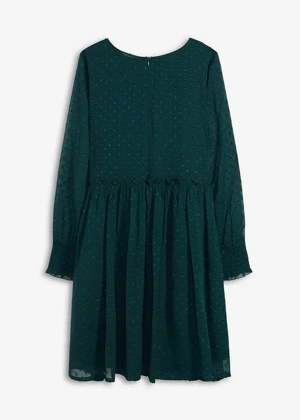 Chiffonkleid mit langen Ärmeln in grün von hinten - bonprix