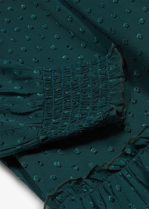 Chiffonkleid mit langen Ärmeln in grün - bonprix
