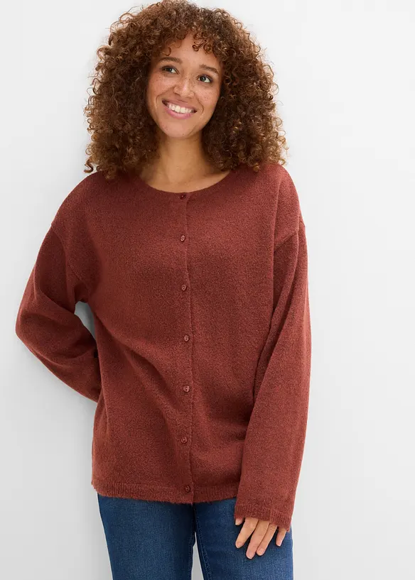 Feinstrickjacke in braun von vorne (im Anschnitt) - bonprix Feinstrickjacke in braun von vorne (im Anschnitt) - bonprix
