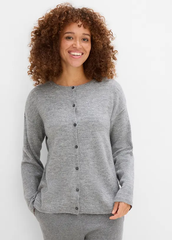 Feinstrickjacke in grau von vorne (im Anschnitt) - bonprix Feinstrickjacke in grau von vorne (im Anschnitt) - bonprix