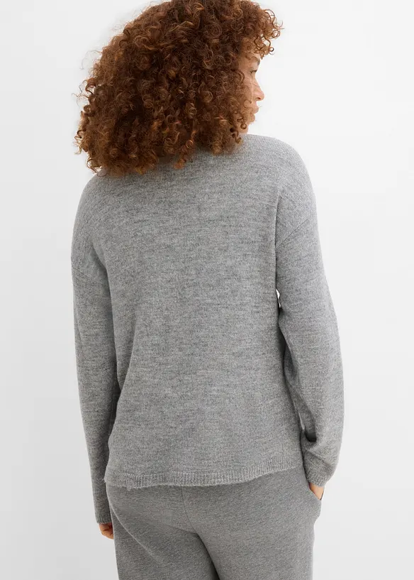 Feinstrickjacke in grau von hinten (im Anschnitt) - bonprix Feinstrickjacke in grau von hinten (im Anschnitt) - bonprix