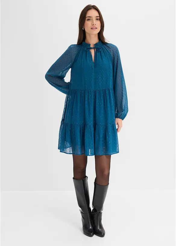Tunika-Kleid mit Glitzereffekt in petrol von vorne (Totalaufnahme) - bonprix Tunika-Kleid mit Glitzereffekt in petrol von vorne (Totalaufnahme) - bonprix