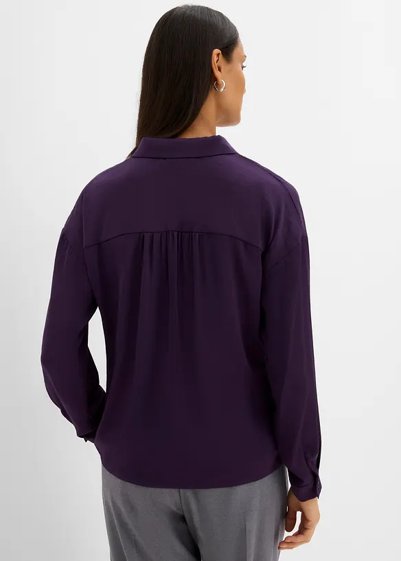 Hemdbluse aus fließendem Satin in lila von hinten (im Anschnitt) - bonprix Hemdbluse aus fließendem Satin in lila von hinten (im Anschnitt) - bonprix