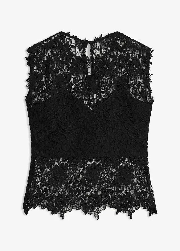Top aus Spitze in schwarz von vorne - bonprix Top aus Spitze in schwarz von vorne - bonprix