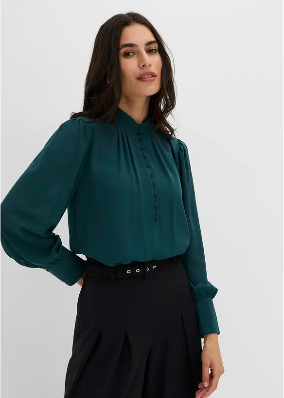 Chiffon Tunikabluse in grün von vorne (im Anschnitt) - bonprix Chiffon Tunikabluse in grün von vorne (im Anschnitt) - bonprix