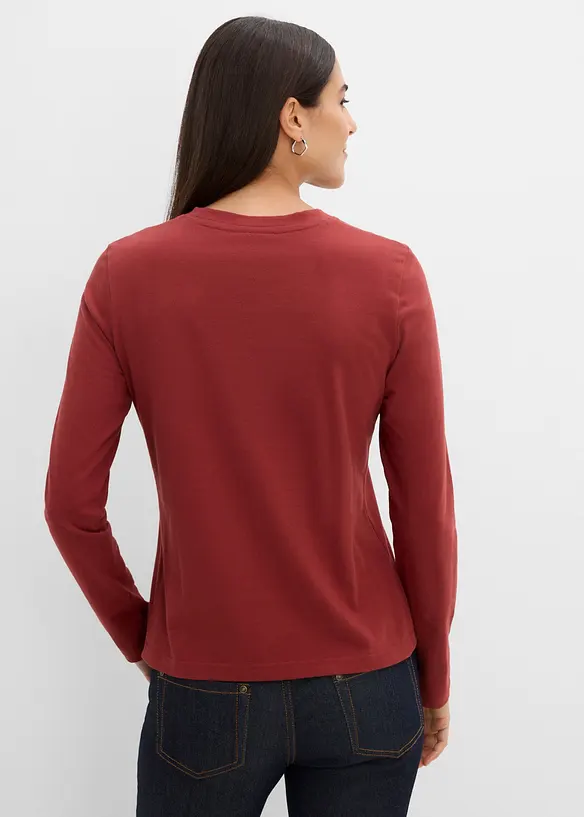 Langarmshirt aus reiner Bio-Baumwolle in braun von hinten (im Anschnitt) - bonprix Langarmshirt aus reiner Bio-Baumwolle in braun von hinten (im Anschnitt) - bonprix