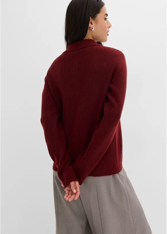 Polo-Pullover mit Wollanteil in rot von hinten (im Anschnitt) - bonprix