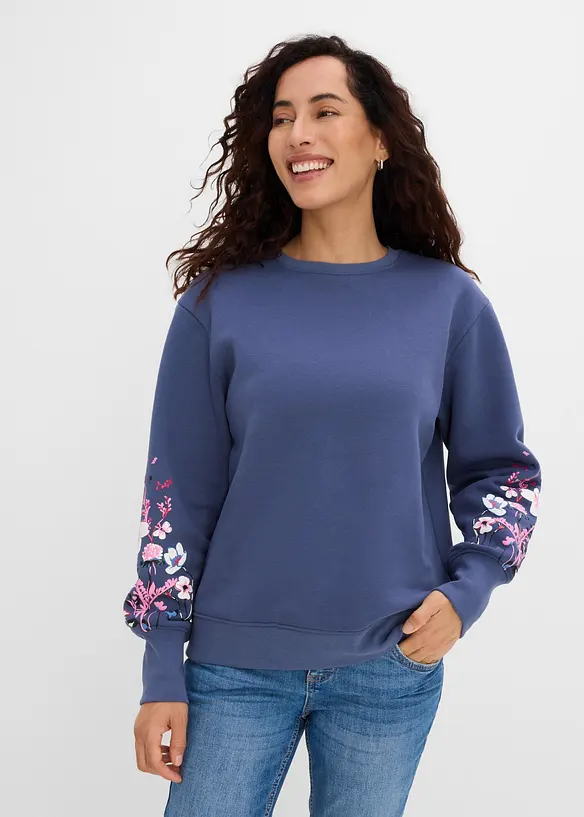 Sweatshirt aus Baumwoll-Mix in blau von vorne (im Anschnitt) - bonprix Sweatshirt aus Baumwoll-Mix in blau von vorne (im Anschnitt) - bonprix