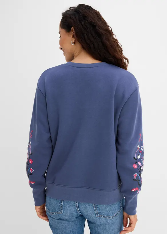 Sweatshirt aus Baumwoll-Mix in blau von hinten (im Anschnitt) - bonprix Sweatshirt aus Baumwoll-Mix in blau von hinten (im Anschnitt) - bonprix