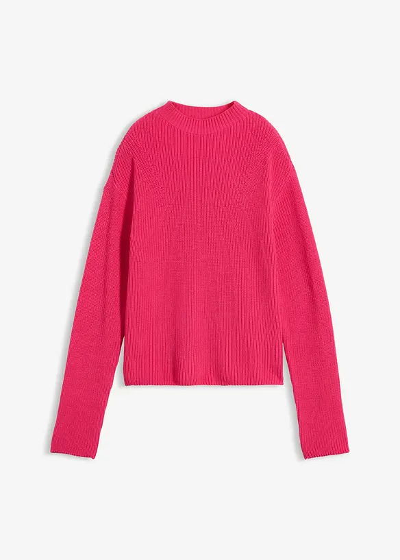 Rippstrickpullover aus reiner Bio-Baumwolle in pink von vorne - bonprix Rippstrickpullover aus reiner Bio-Baumwolle in pink von vorne - bonprix