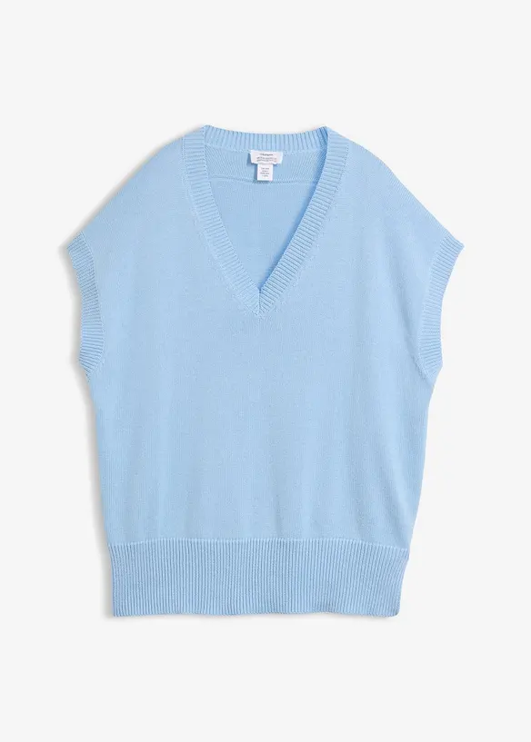 Pullunder aus reiner Bio-Baumwolle in blau von vorne - bonprix