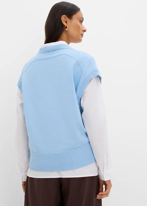 Pullunder aus reiner Bio-Baumwolle in blau von hinten (im Anschnitt) - bonprix