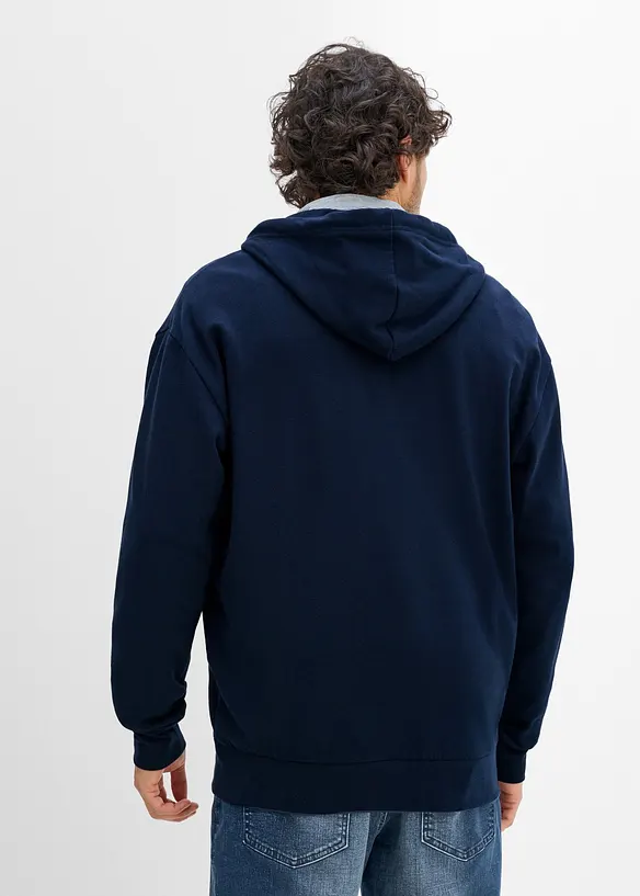 Kapuzen-Sweatjacke in Loose Fit in blau von hinten (im Anschnitt) - bonprix