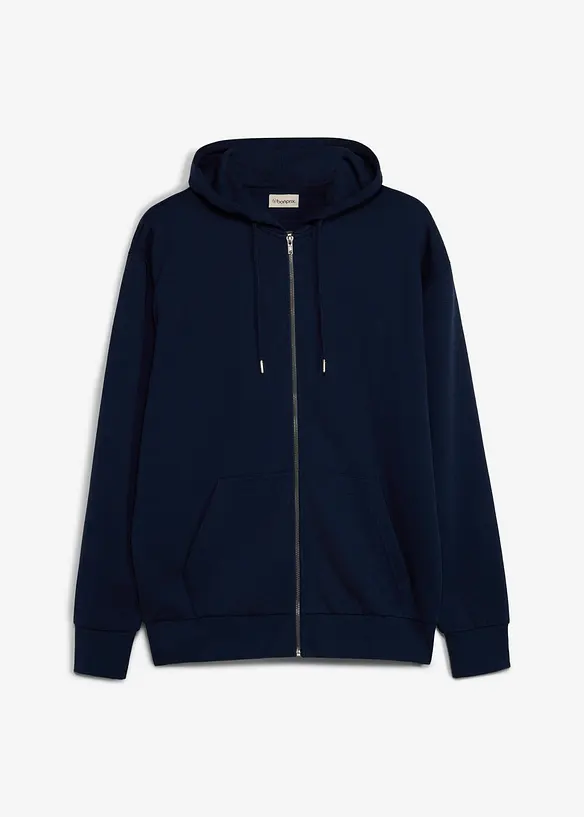 Kapuzen-Sweatjacke in Loose Fit in blau von vorne - bonprix