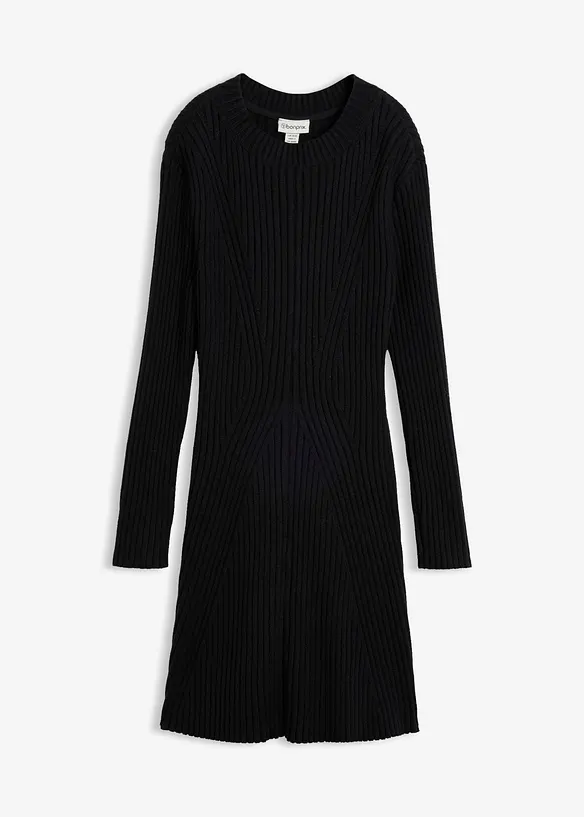 Mini-Strickkleid aus softem Viskose-Mix in schwarz von vorne - bonprix