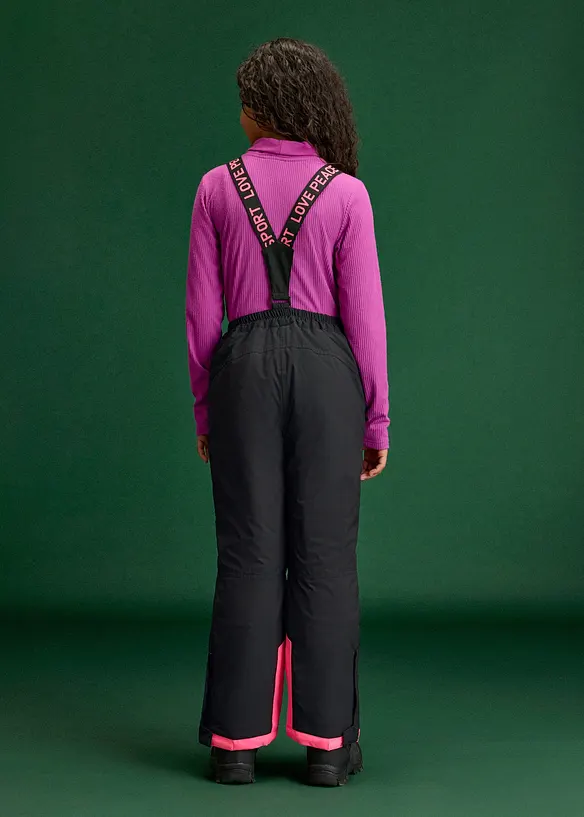 wasserdichte Skihose mit abnehmbaren Trägern in schwarz von hinten - bonprix