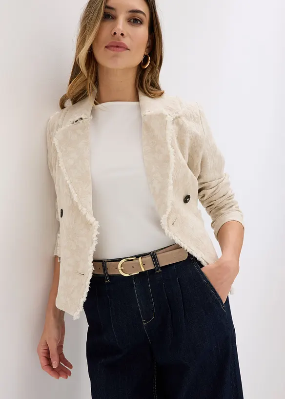 Veloursledergürtel mit glänzendem Verschluss in beige von vorne (im Anschnitt) - bonprix