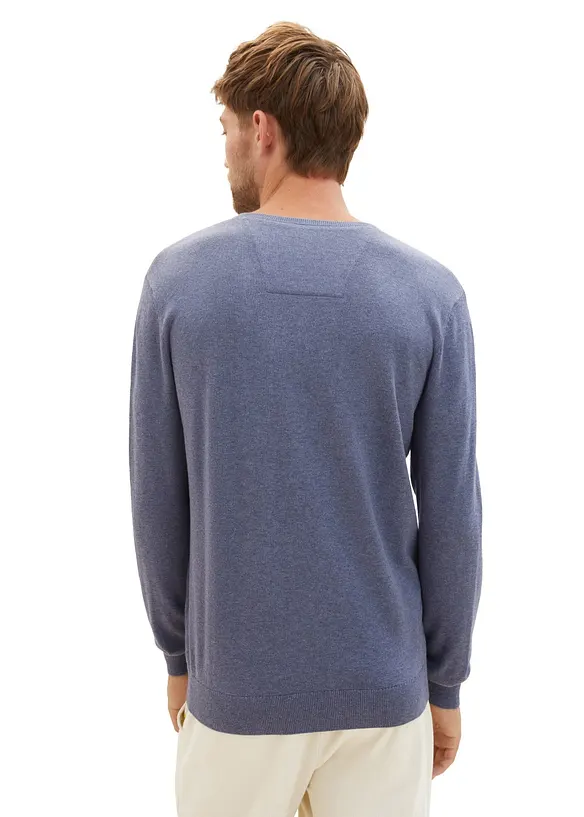 Tom Tailor Feinstrickpullover aus reiner Baumwolle in blau von hinten (im Anschnitt) - Tom Tailor