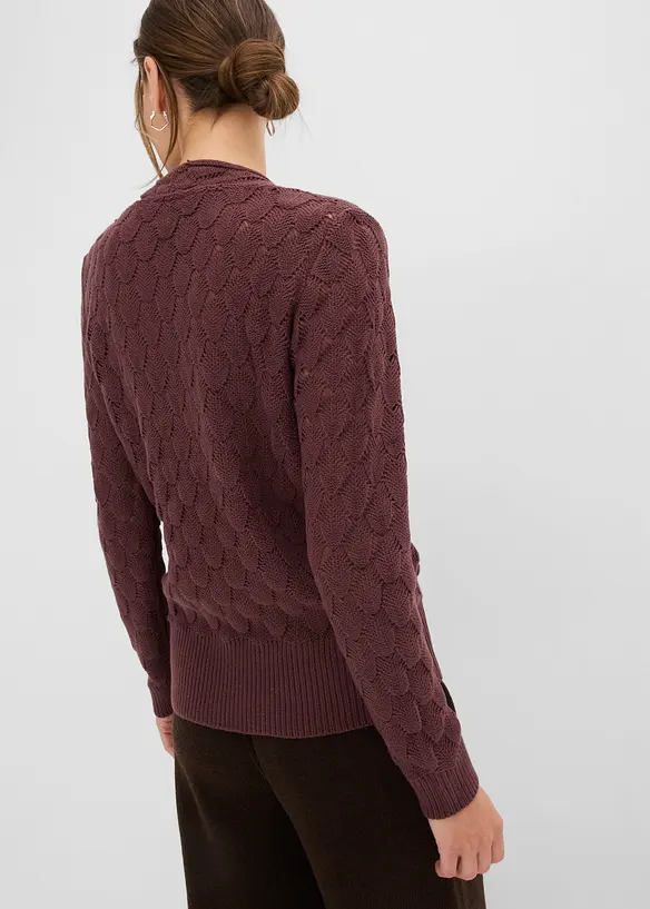 Ajour-Pullover in Wickeloptik in lila von hinten (im Anschnitt) - bonprix Ajour-Pullover in Wickeloptik in lila von hinten (im Anschnitt) - bonprix