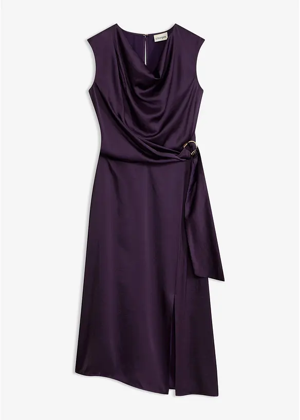 Midikleid aus fließendem Satin in lila von vorne - bonprix Midikleid aus fließendem Satin in lila von vorne - bonprix