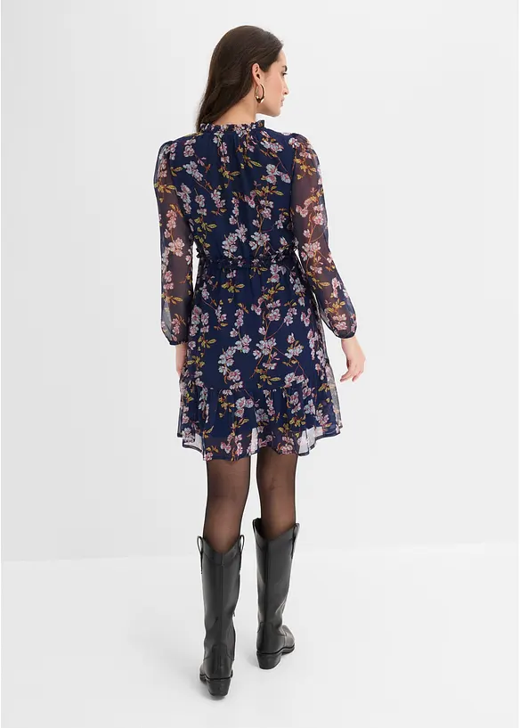 Chiffonkleid in blau von hinten (Totalaufnahme) - bonprix Chiffonkleid in blau von hinten (Totalaufnahme) - bonprix