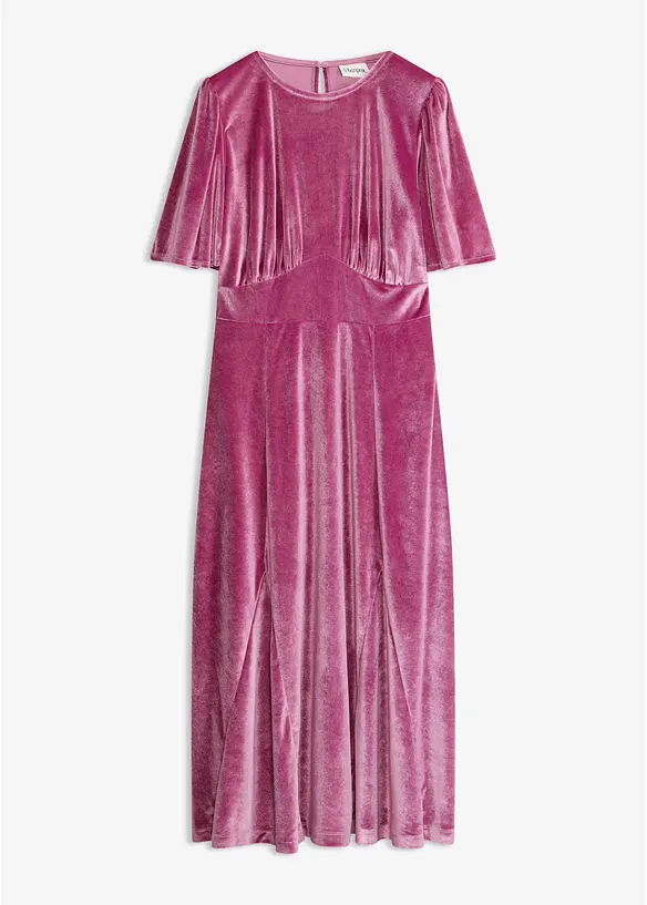 Midikleid aus softem Samt in lila von vorne - bonprix Midikleid aus softem Samt in lila von vorne - bonprix