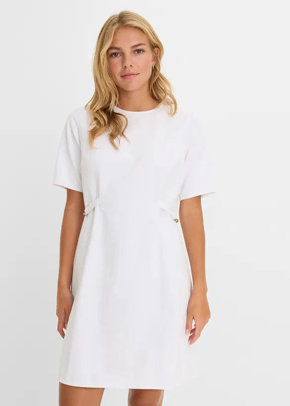 Jeanskleid aus Baumwolle mit Stretch in weiß von vorne (Totalaufnahme) - bonprix Jeanskleid aus Baumwolle mit Stretch in weiß von vorne (Totalaufnahme) - bonprix