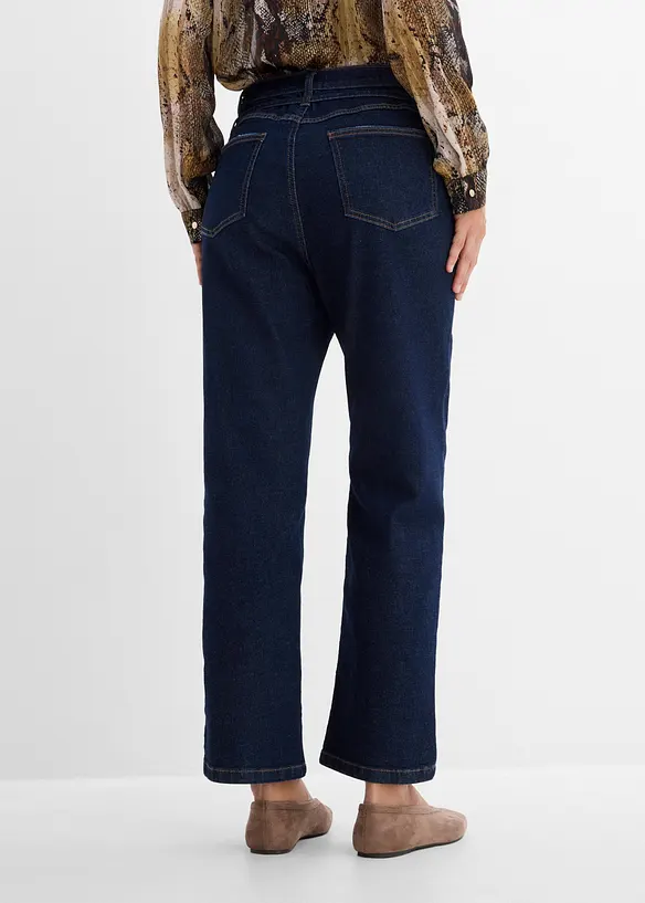 Straight-Jeans High Waist, cropped in blau von hinten - bonprix