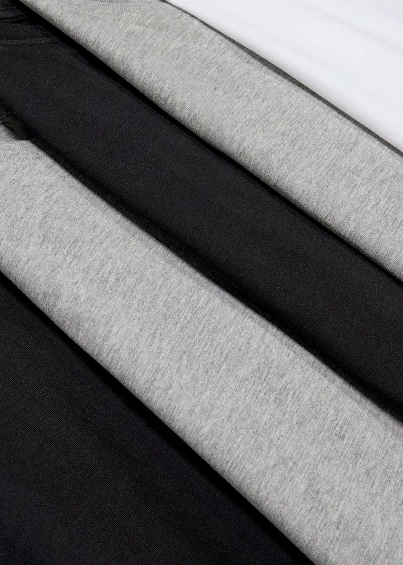 Langarmshirt mit Bio Baumwolle (5er Pack) in weiß - bonprix