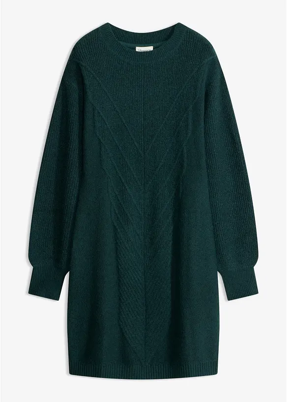 Strickkleid mit Rippenstruktur in grün von vorne - bonprix Strickkleid mit Rippenstruktur in grün von vorne - bonprix