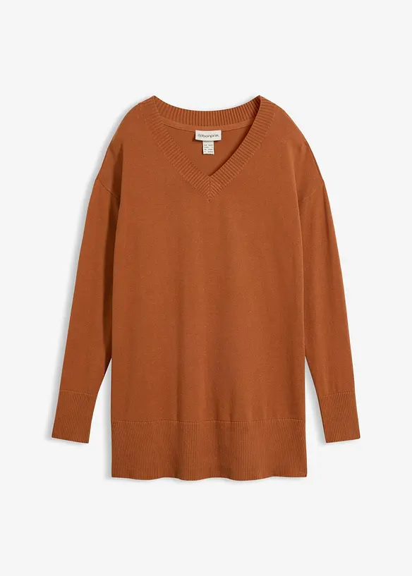 Long-Pullover in braun von vorne - bonprix