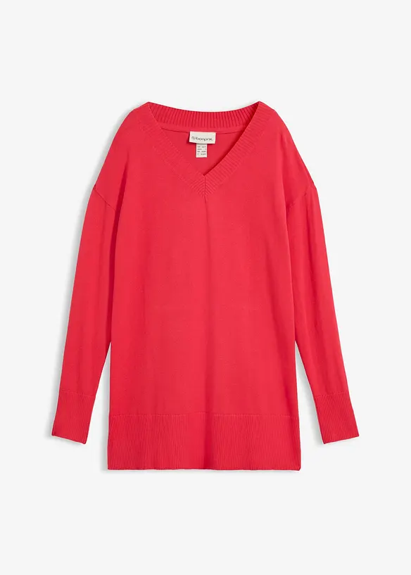 Long-Pullover in rot von vorne - bonprix Long-Pullover in rot von vorne - bonprix