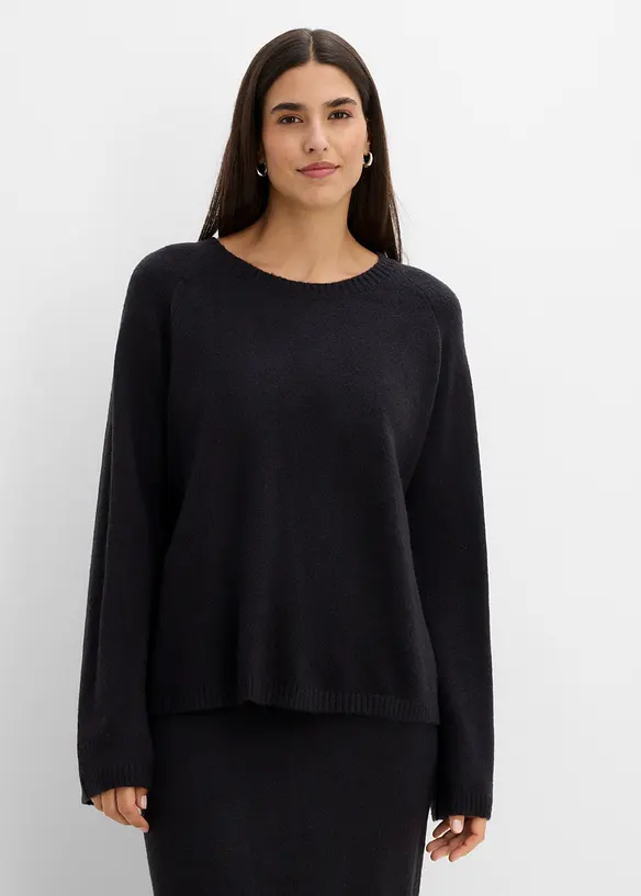 Feinstrickpullover in schwarz von vorne (im Anschnitt) - bonprix Feinstrickpullover in schwarz von vorne (im Anschnitt) - bonprix