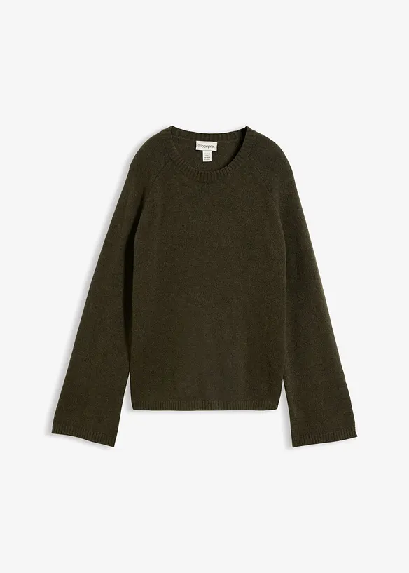 Feinstrickpullover in grün von vorne - bonprix