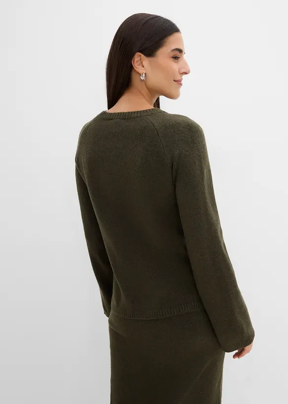 Feinstrickpullover in grün von hinten (im Anschnitt) - bonprix
