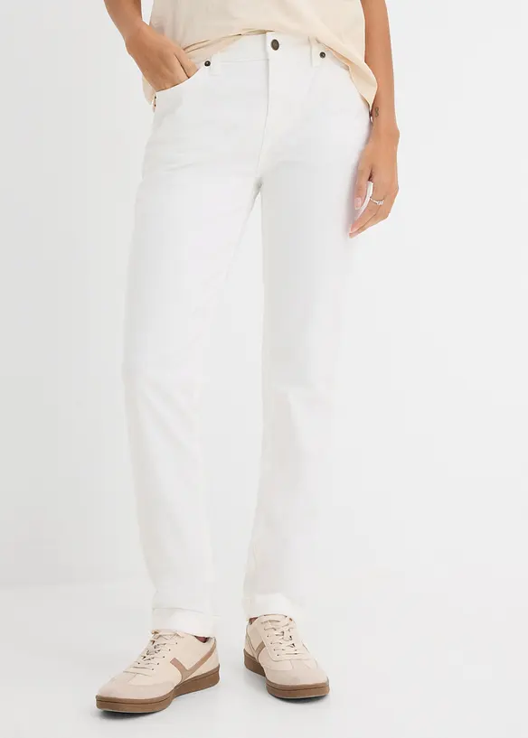 Straight Jeans High Waist, Stretch in weiß von vorne - bonprix