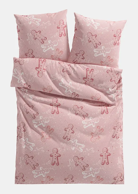 Biber-Baumwollmix-Bettwäsche in rosa von vorne - bonprix
