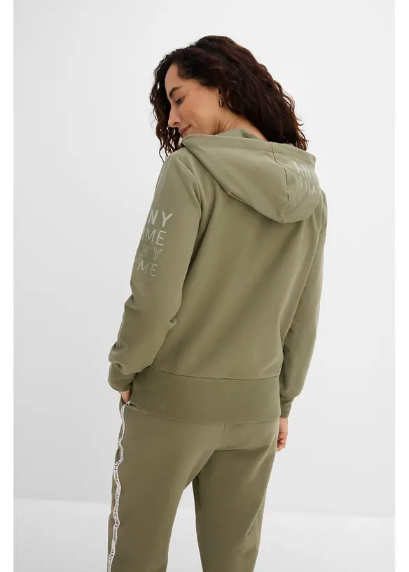 Softe Kapuzen-Sweatjacke aus schwerem Baumwoll-Mix in grün von hinten (im Anschnitt) - bonprix Softe Kapuzen-Sweatjacke aus schwerem Baumwoll-Mix in grün von hinten (im Anschnitt) - bonprix