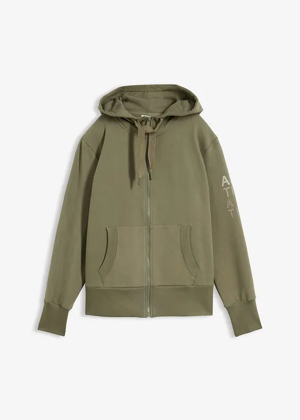 Softe Kapuzen-Sweatjacke aus schwerem Baumwoll-Mix in grün von vorne - bonprix Softe Kapuzen-Sweatjacke aus schwerem Baumwoll-Mix in grün von vorne - bonprix