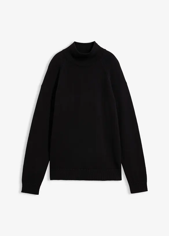 Rollkragenpullover aus reiner Baumwolle in schwarz von vorne - bonprix Rollkragenpullover aus reiner Baumwolle in schwarz von vorne - bonprix