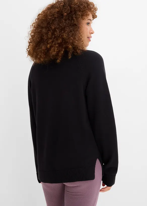 Rollkragenpullover aus reiner Baumwolle in schwarz von hinten (im Anschnitt) - bonprix Rollkragenpullover aus reiner Baumwolle in schwarz von hinten (im Anschnitt) - bonprix