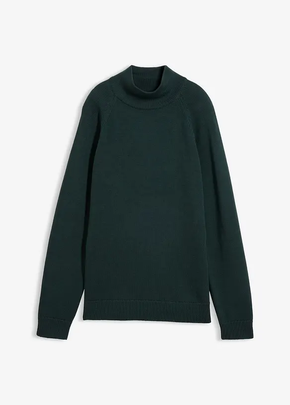 Rollkragenpullover aus reiner Baumwolle in grün von vorne - bonprix Rollkragenpullover aus reiner Baumwolle in grün von vorne - bonprix
