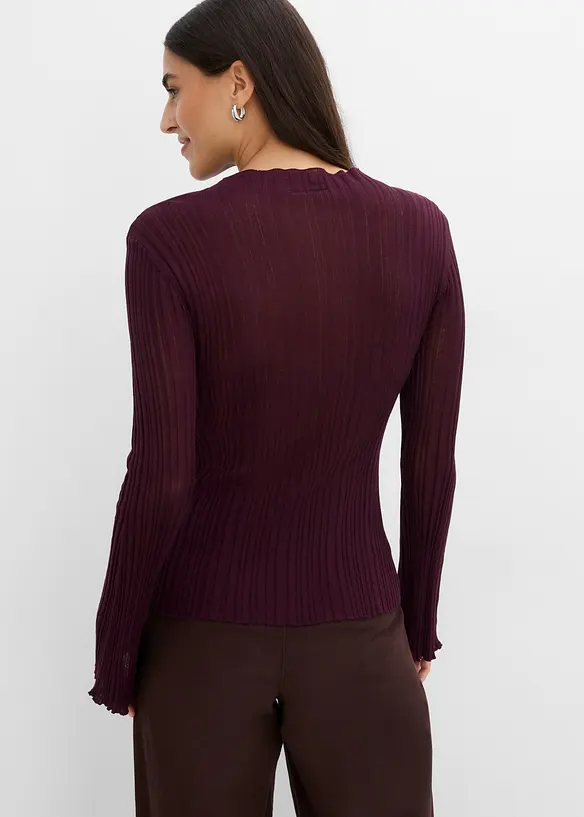 Halbtransparentes Strickshirt in rot von hinten (im Anschnitt) - bonprix Halbtransparentes Strickshirt in rot von hinten (im Anschnitt) - bonprix