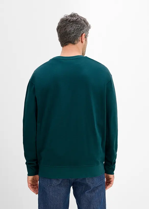 Oversize-Sweatshirt aus reiner Bio-Baumwolle in petrol von hinten (im Anschnitt) - bonprix