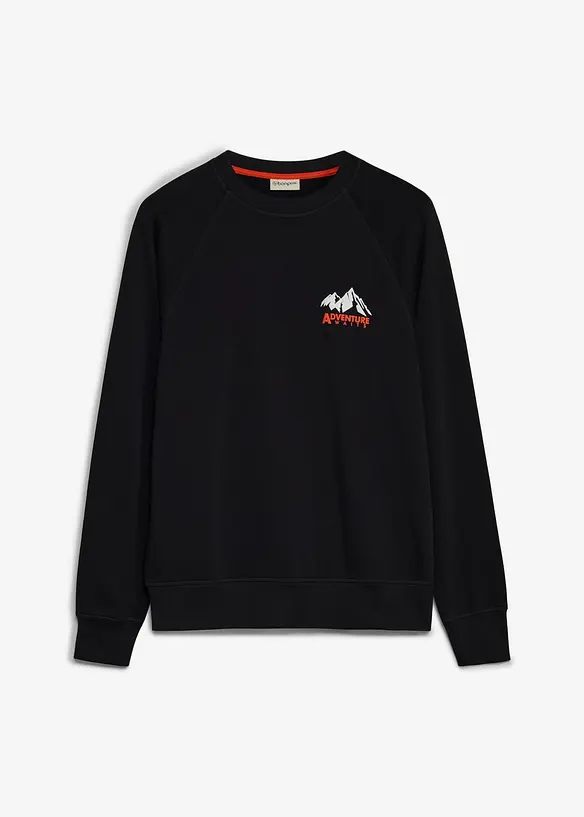Sweatshirt aus reiner Bio-Baumwolle in schwarz von vorne - bonprix