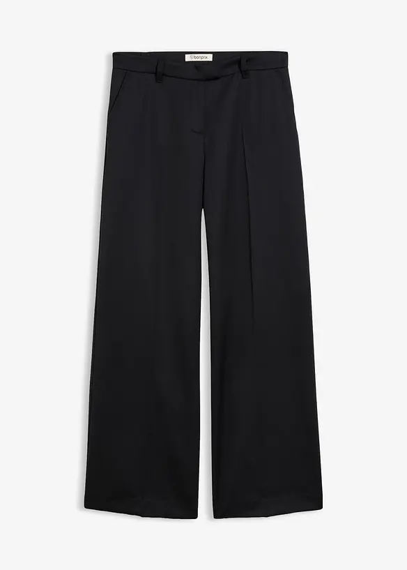 Gerade Anzugshose aus weichem Wollgemisch in schwarz von vorne - bonprix