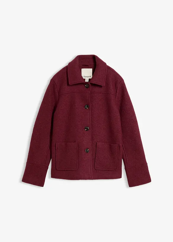 Blouson aus gewalkter Wolle in rot von vorne - bonprix